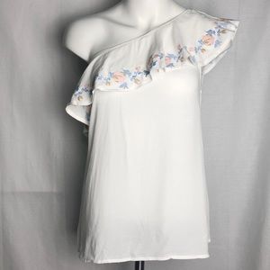 Off Shoulder Floral Embroidered Top
